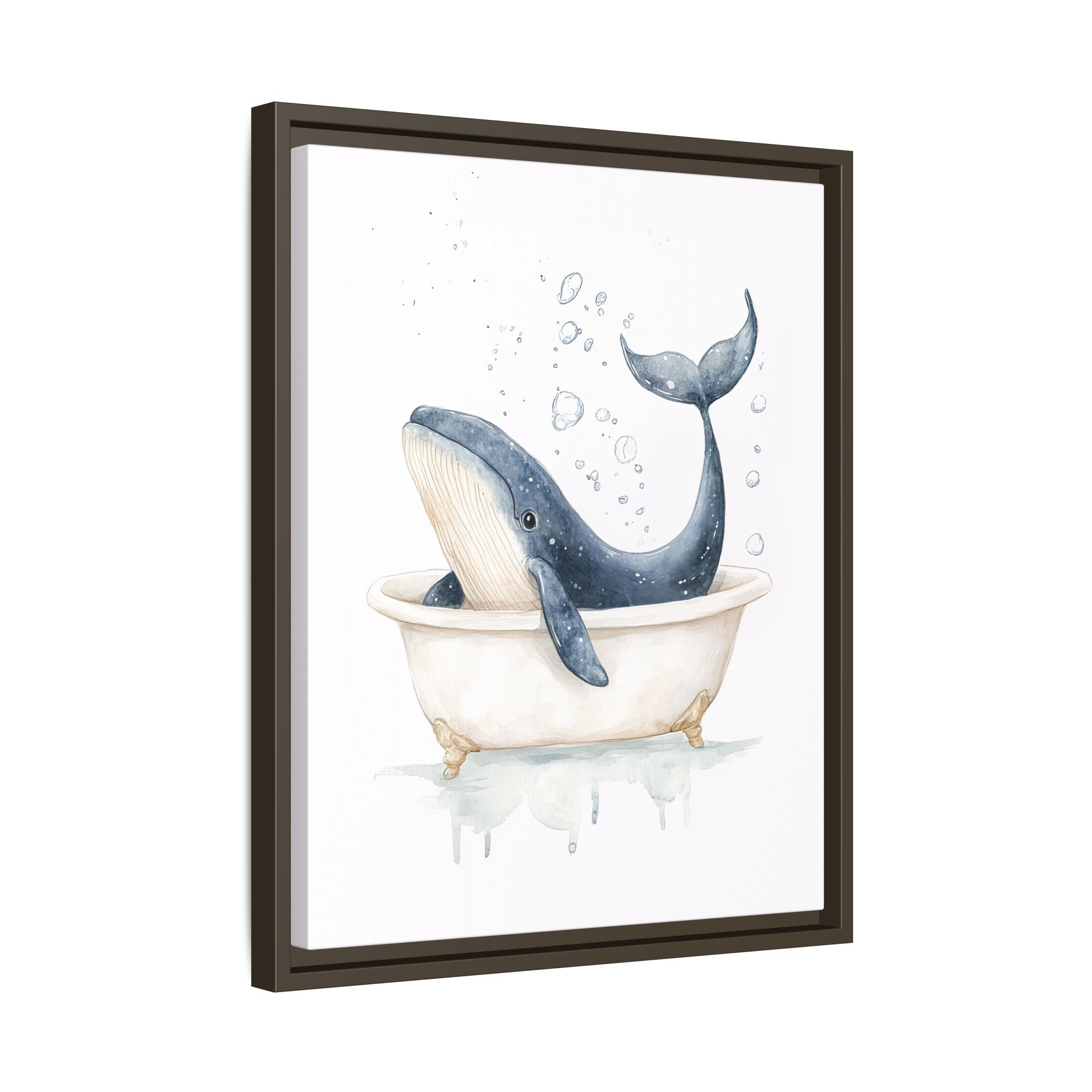 Framed Canvas - Whale Tub Bubble Splash