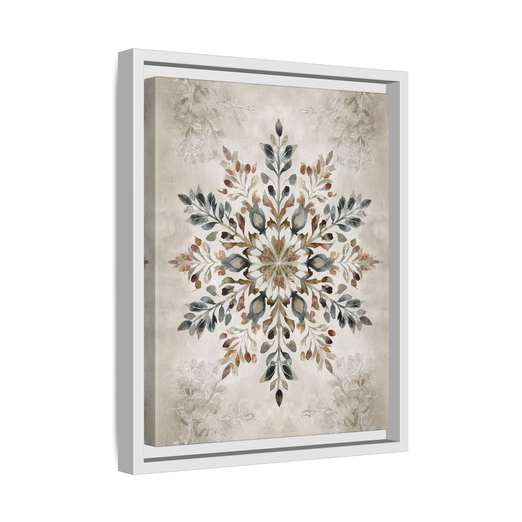 Framed Canvas - Nordic Botanical Snowflake