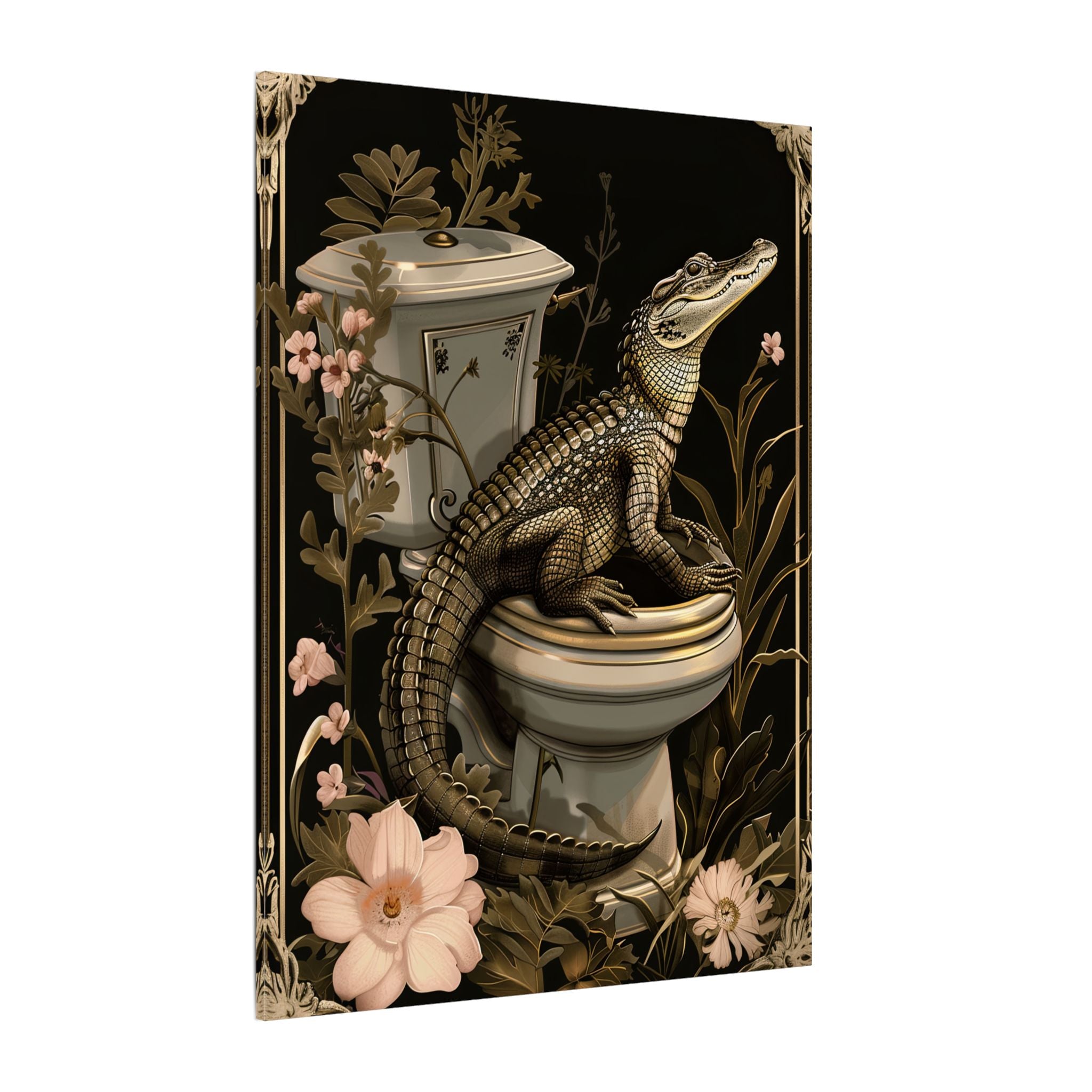 .75" Matte Canvas - Toilet Gator Floral Surprise