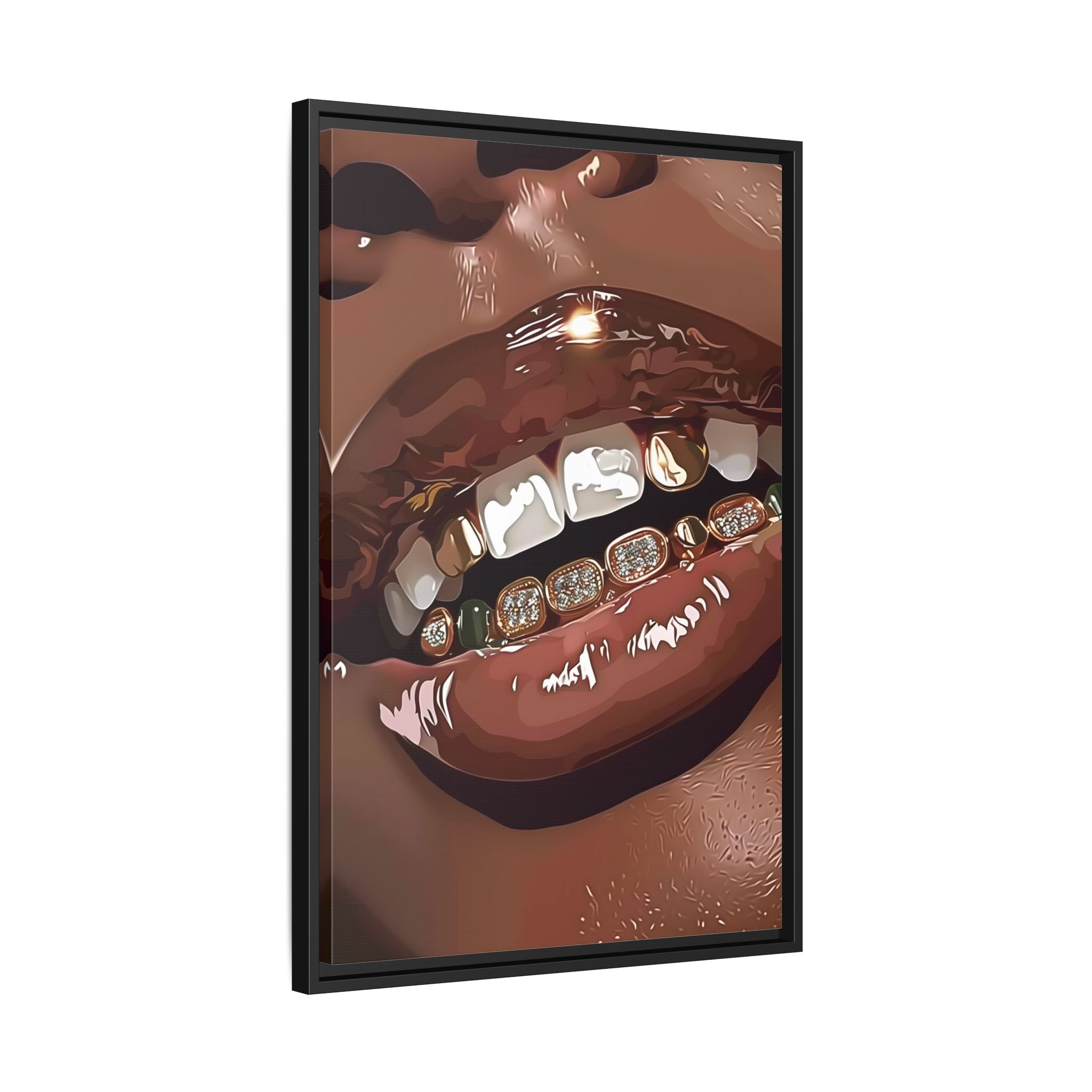 Framed Canvas - Golden Grill Smile