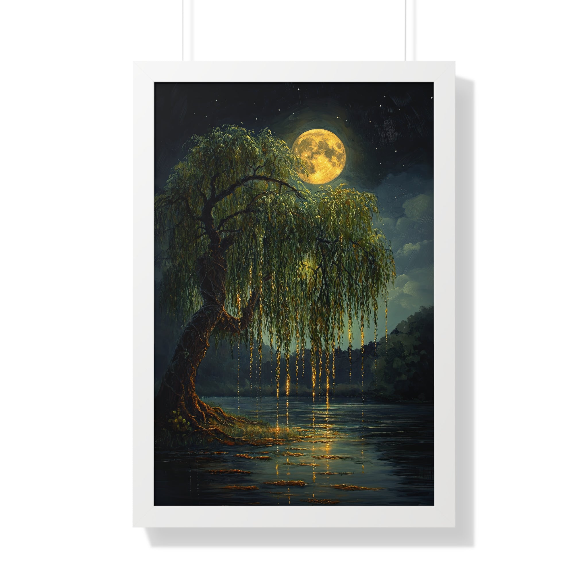 Framed Paper Print - Moonlit Willow Glow