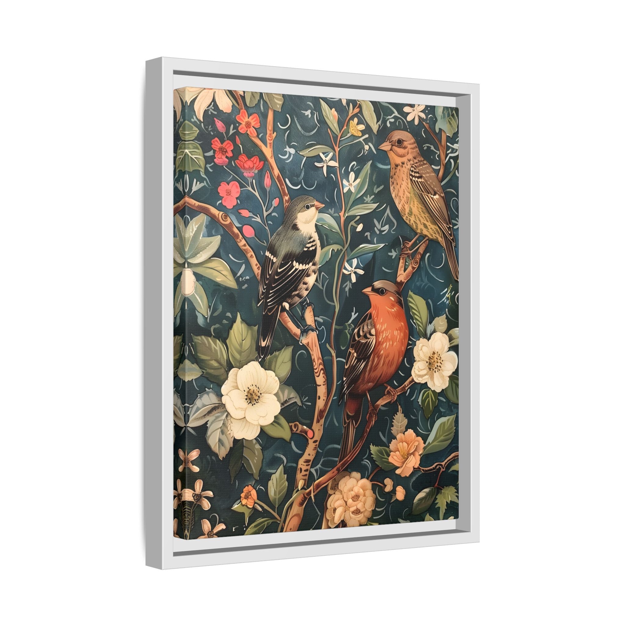 Framed Canvas - Robin and Sparrow Symphony