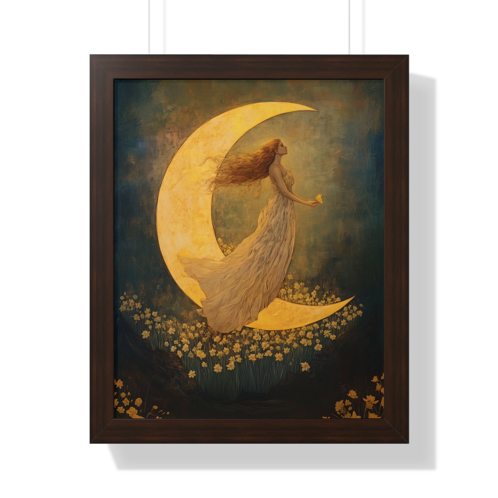 Framed Paper Print - Moonlit Dreamer with Daffodils