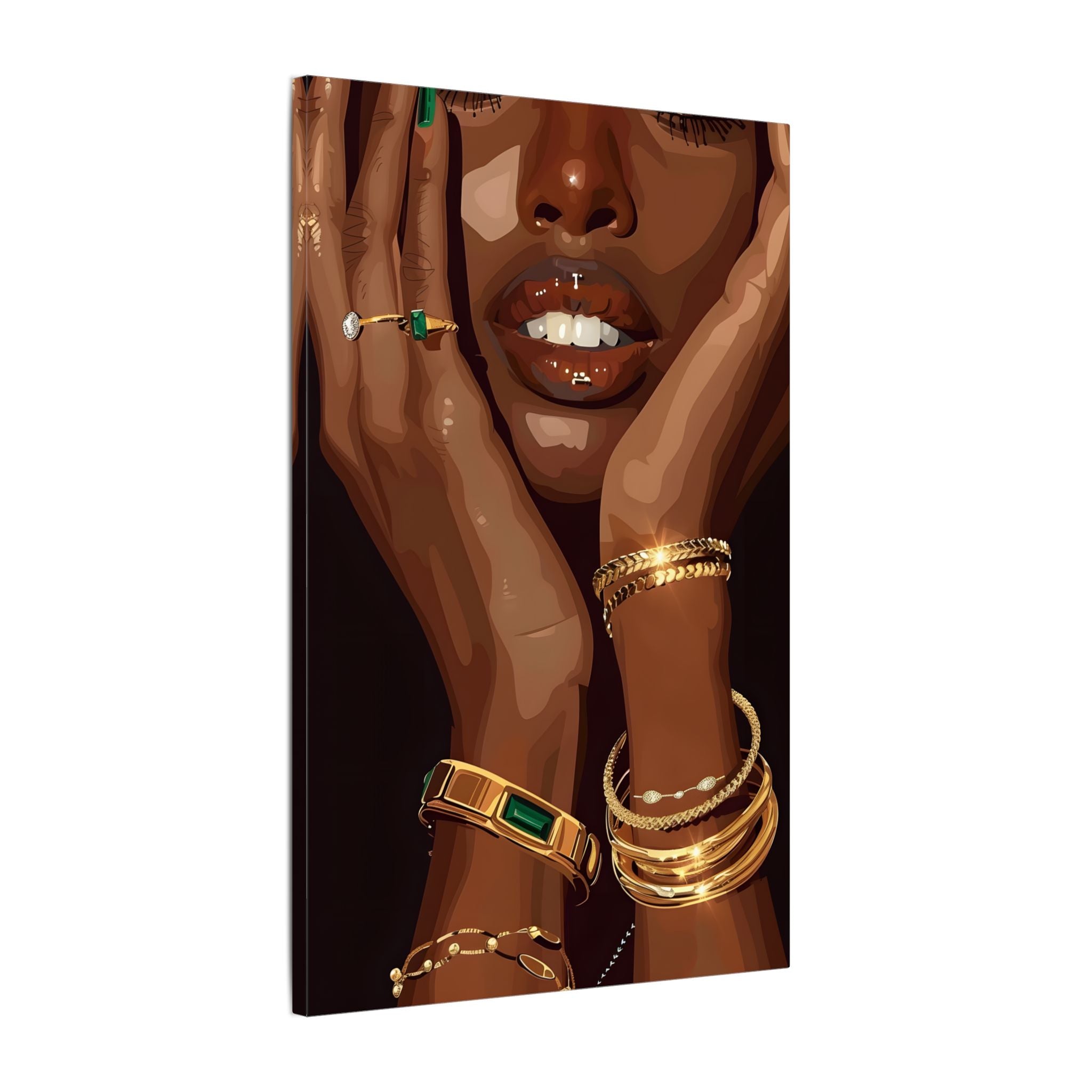 .75" Matte Canvas - Golden Emerald Beauty Portrait