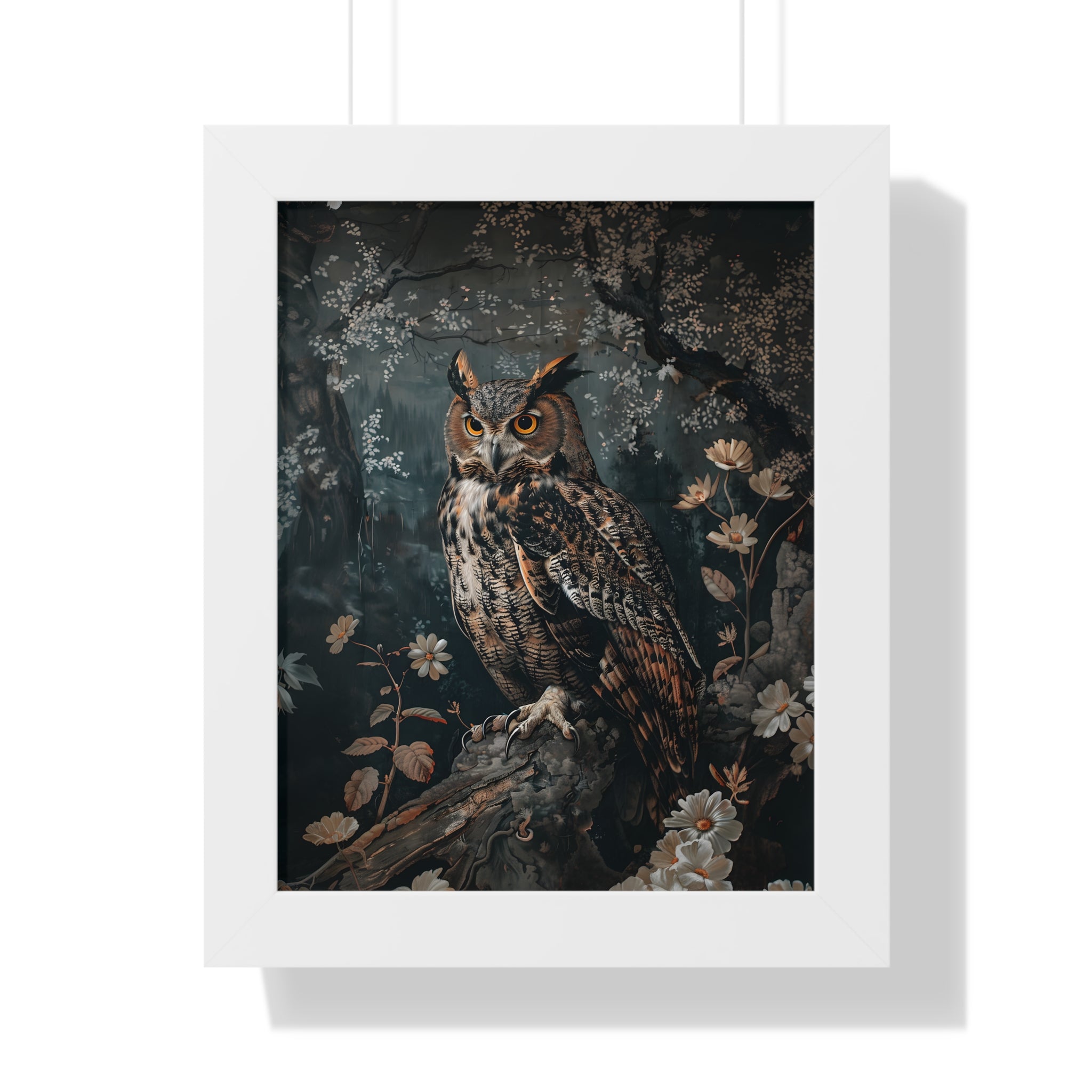 Framed Paper Print - Midnight Watchful Owl