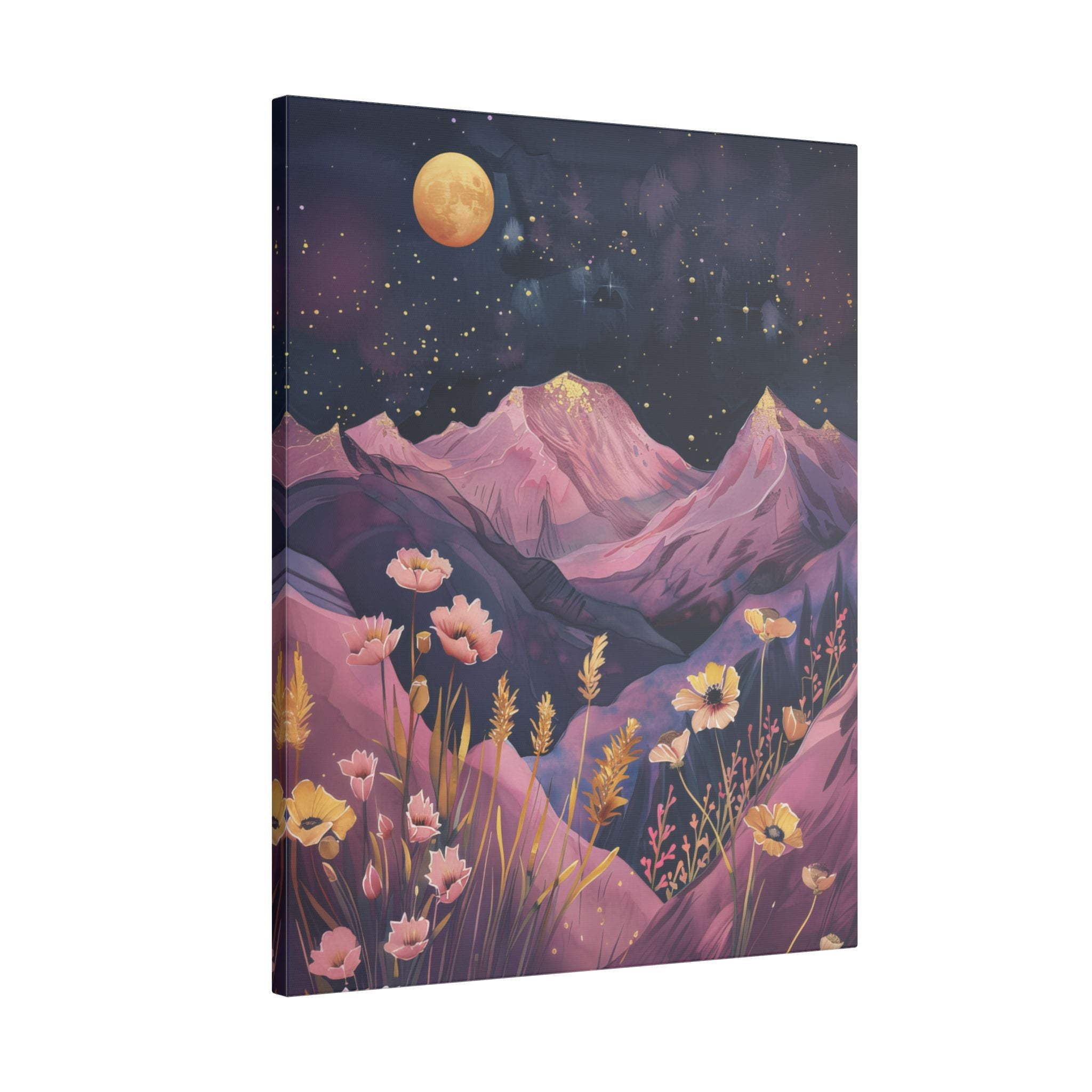 .75" Matte Canvas - Golden Moon Over Lavender Peaks