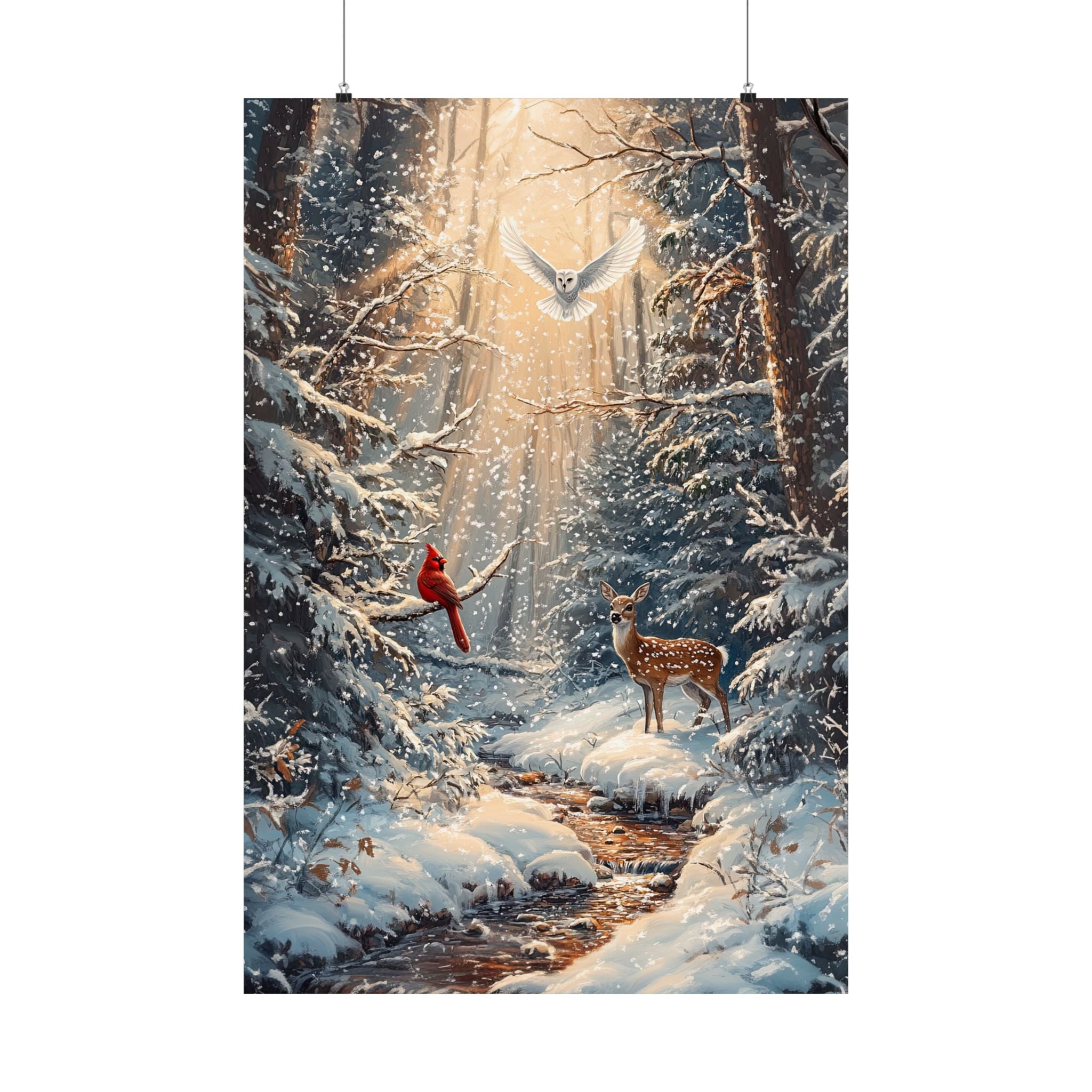 Winter Cardinal Deer Owl