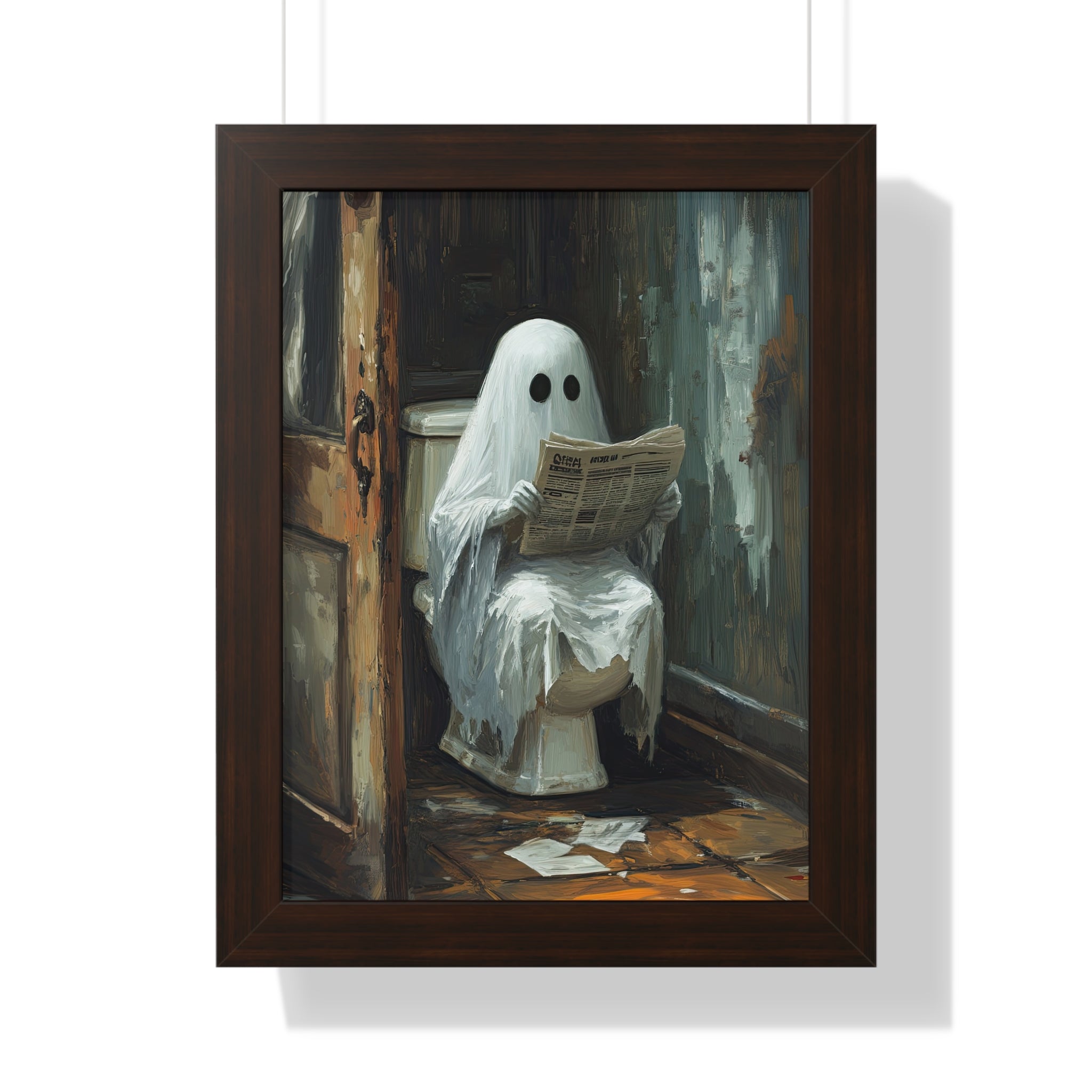 Framed Paper Print - Ghostly Bathroom Break