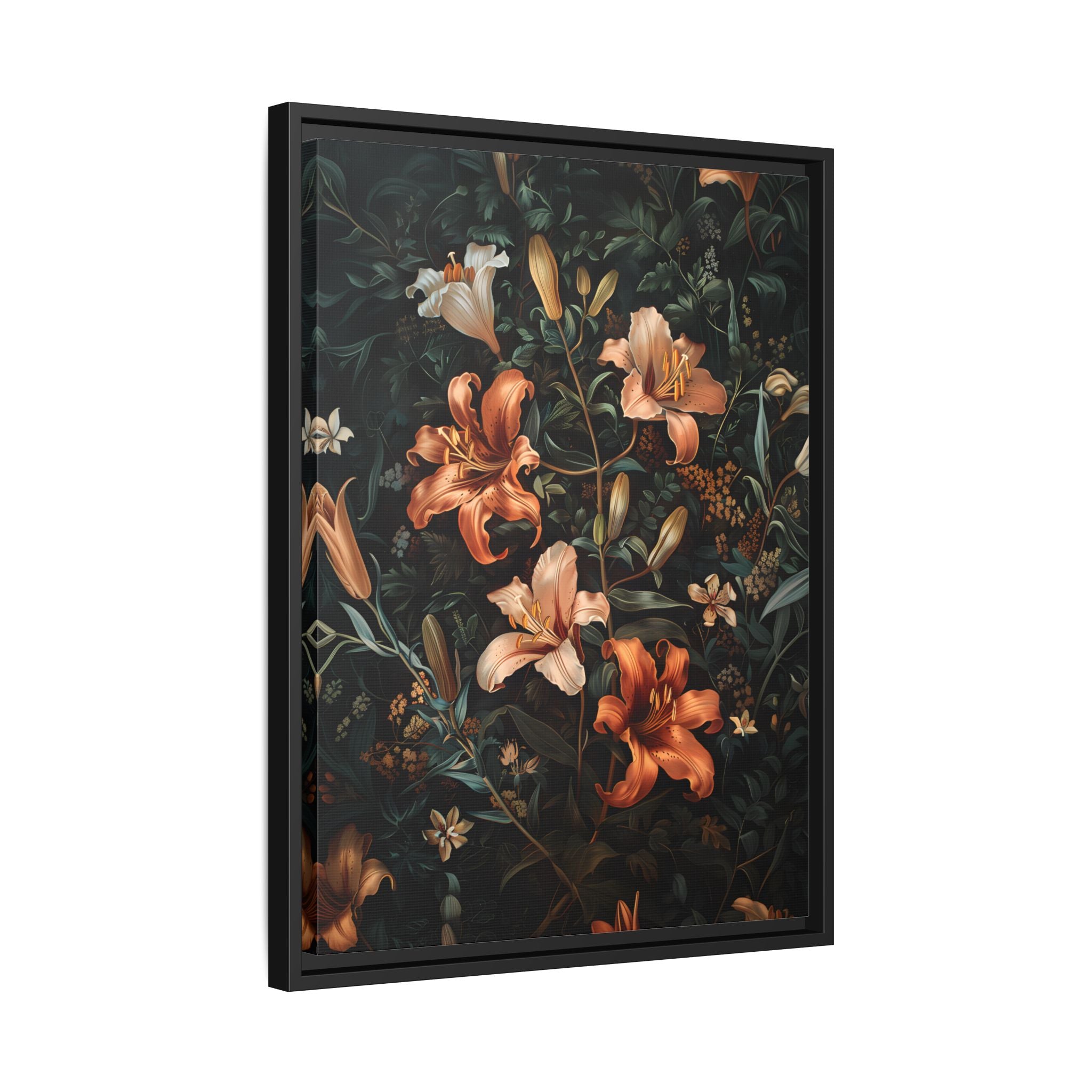 Framed Canvas - Elegant Blooming Lilies