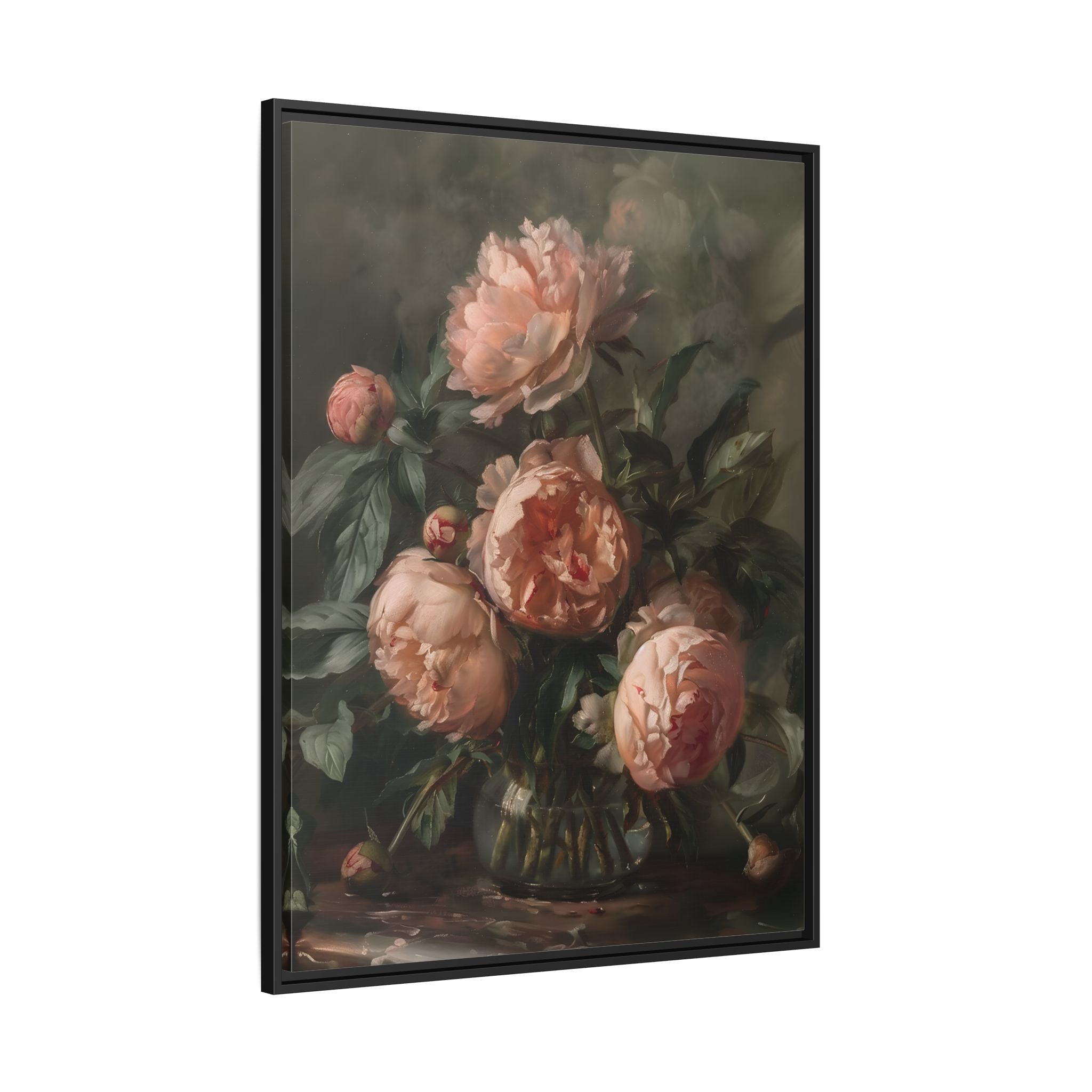 Framed Canvas - Vintage Blush Peony Bouquet