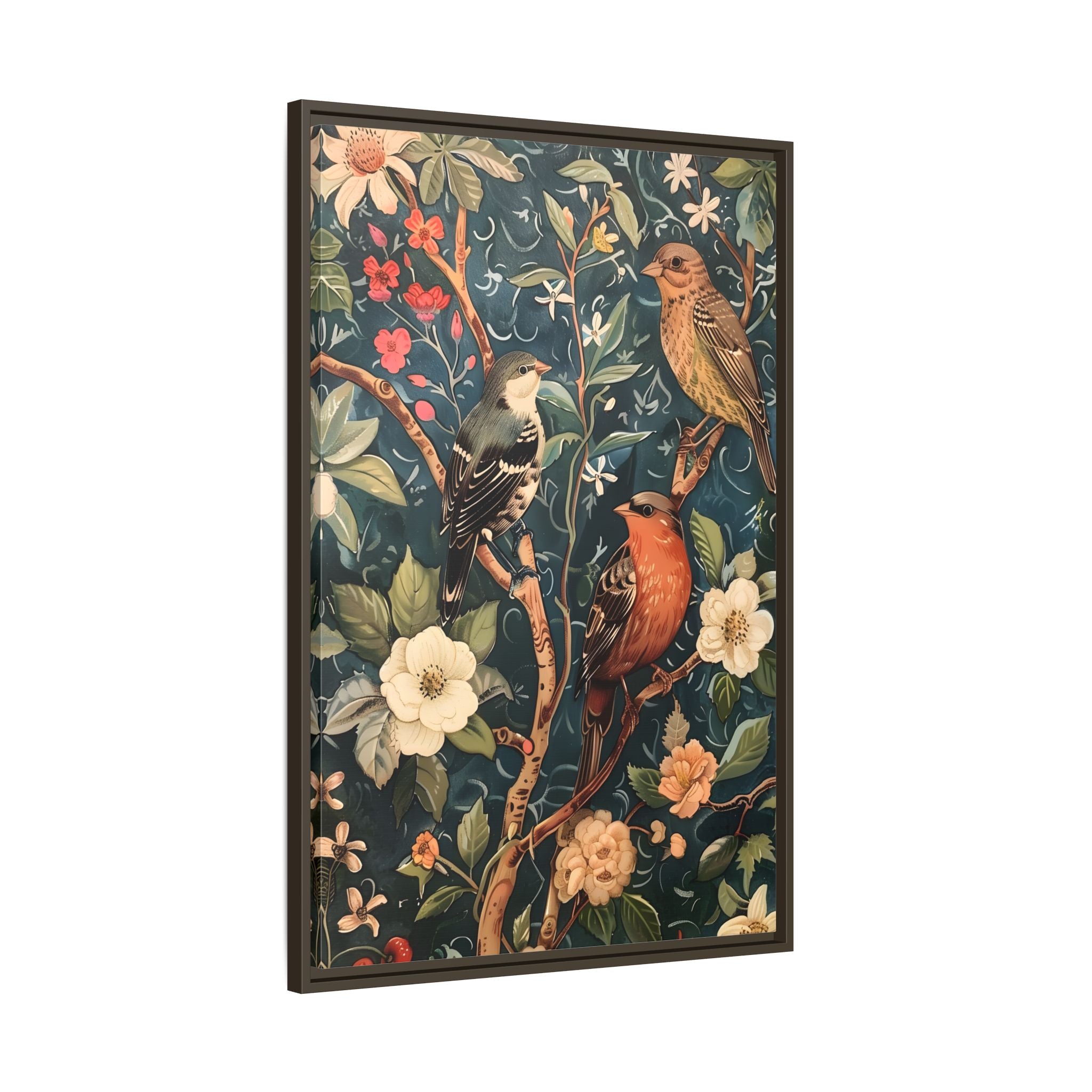 Framed Canvas - Robin and Sparrow Symphony