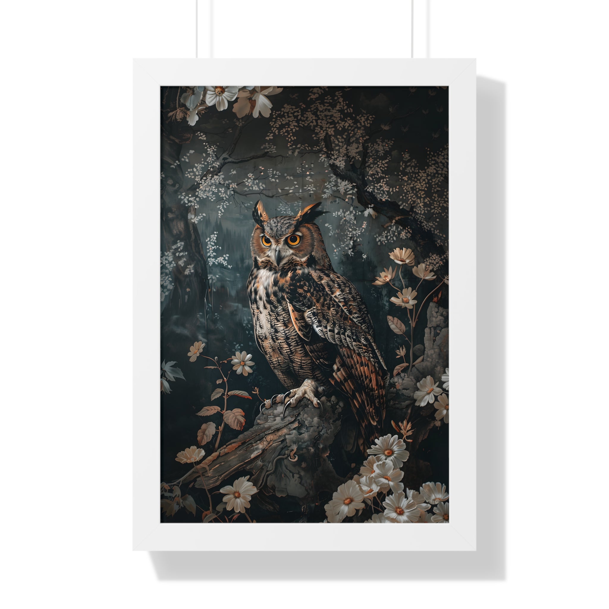 Framed Paper Print - Midnight Watchful Owl