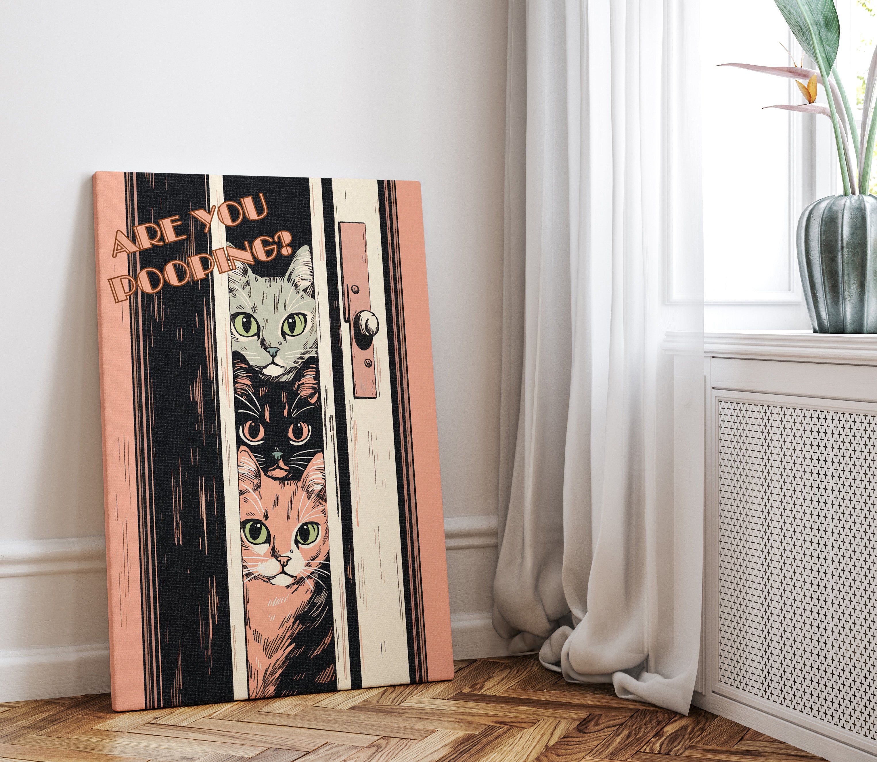 .75" Matte Canvas - Feline Bathroom Inquisition