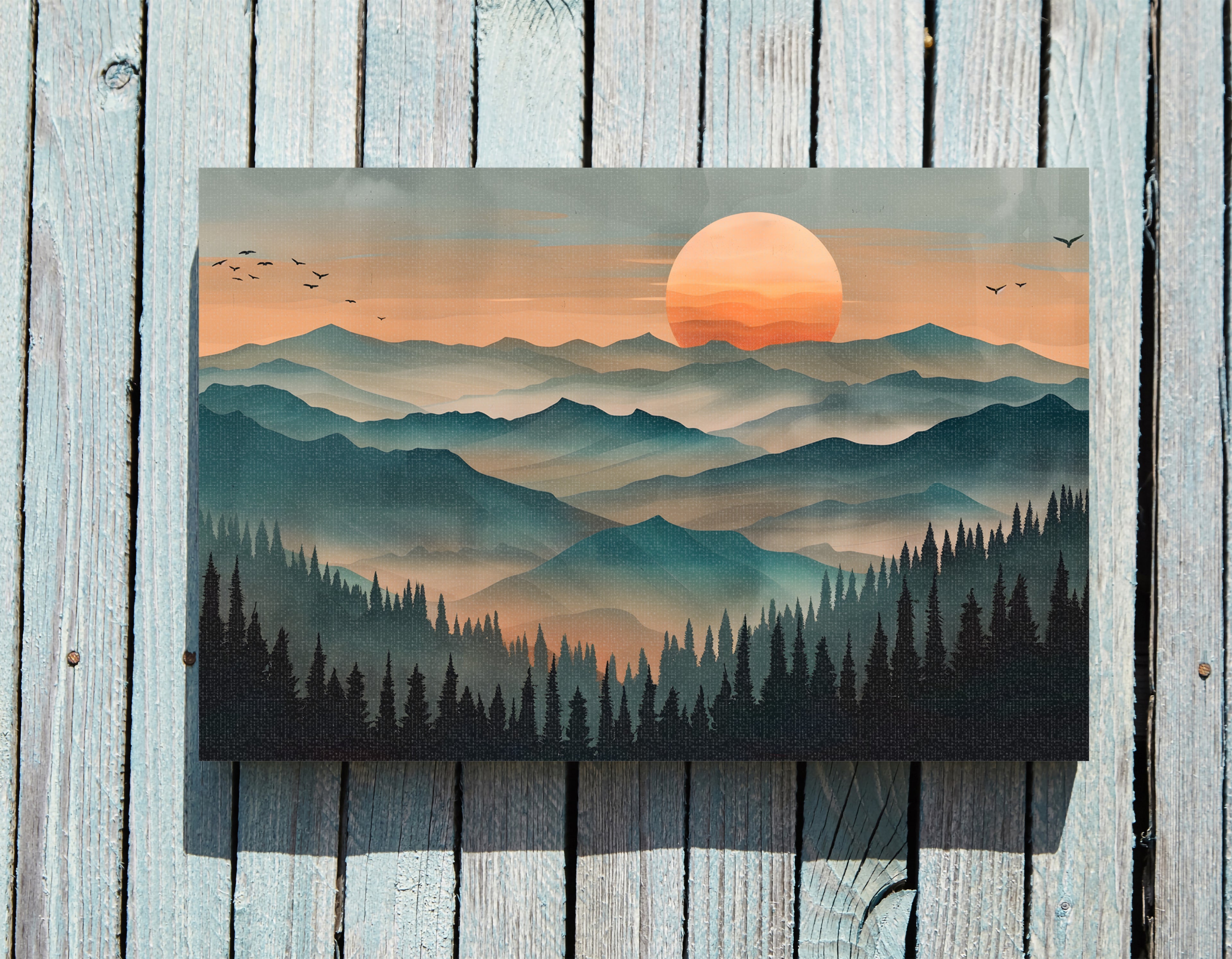 .75" Matte Canvas - Sunset Serenity Mountain Range