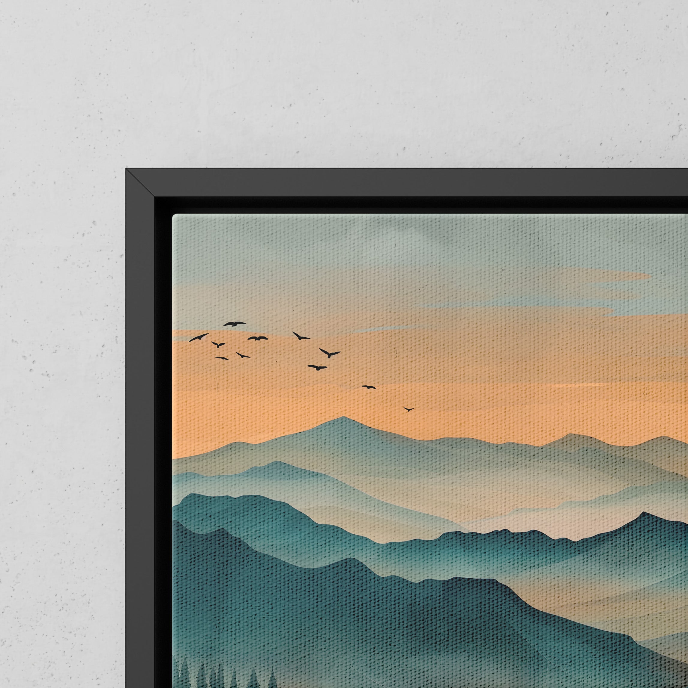Framed Canvas - Sunset Serenity Mountain Range