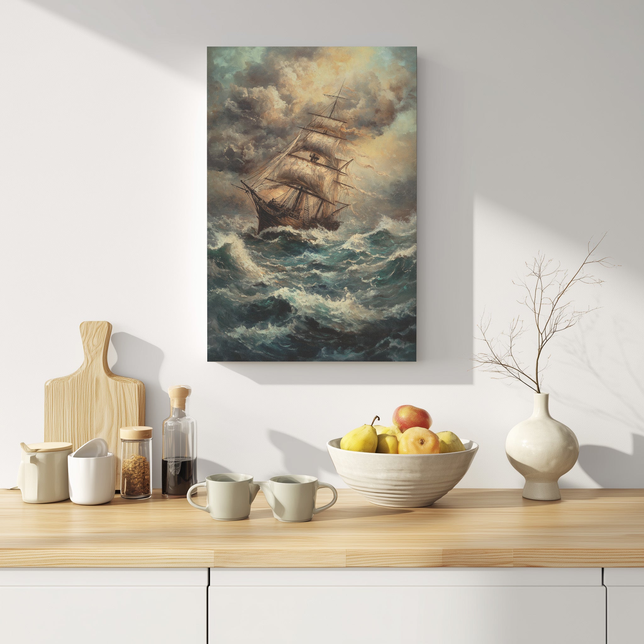 .75" Matte Canvas - Stormy Voyage Sailing Ship