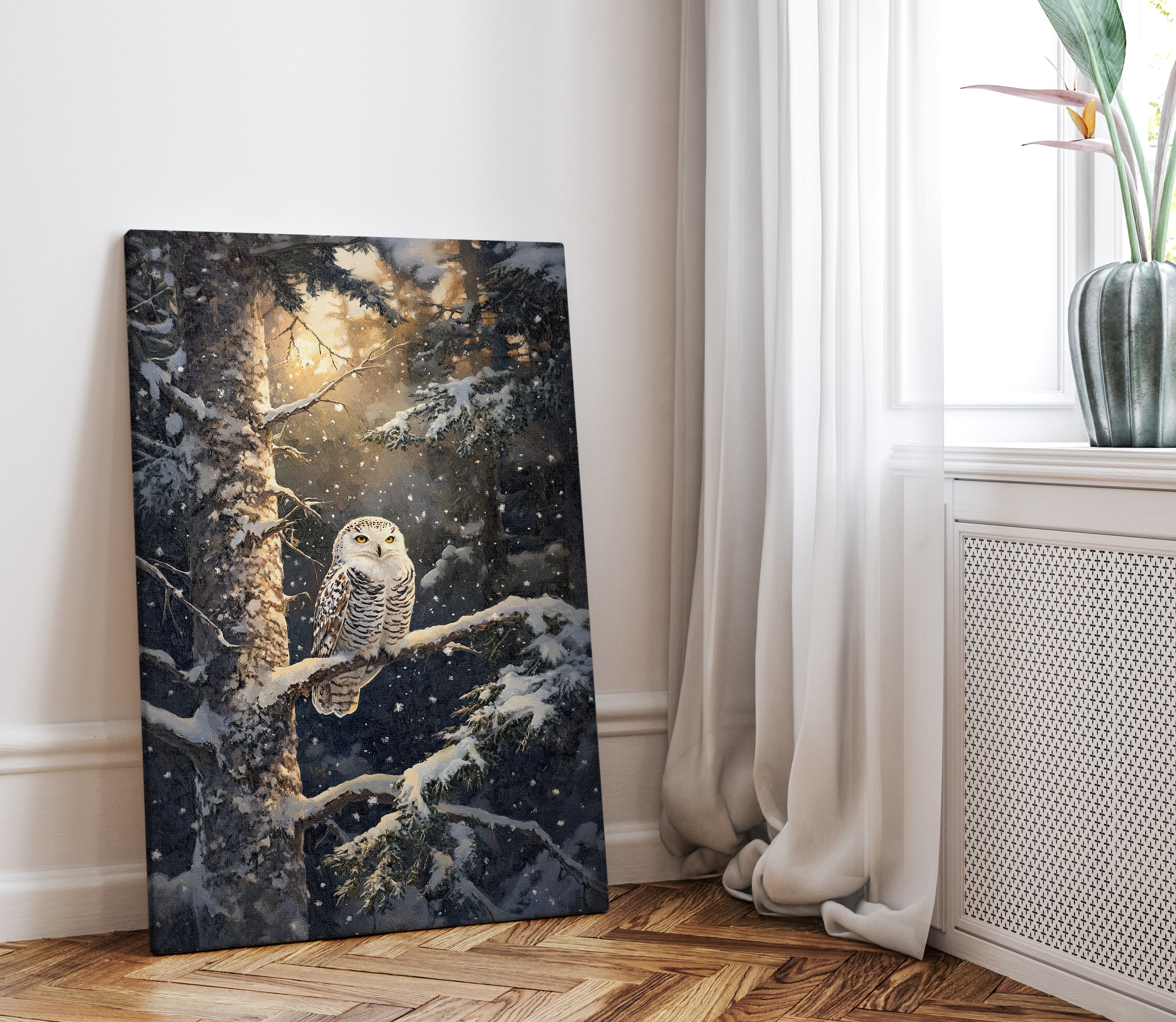 .75" Matte Canvas - Silent Gaze Snow Owl