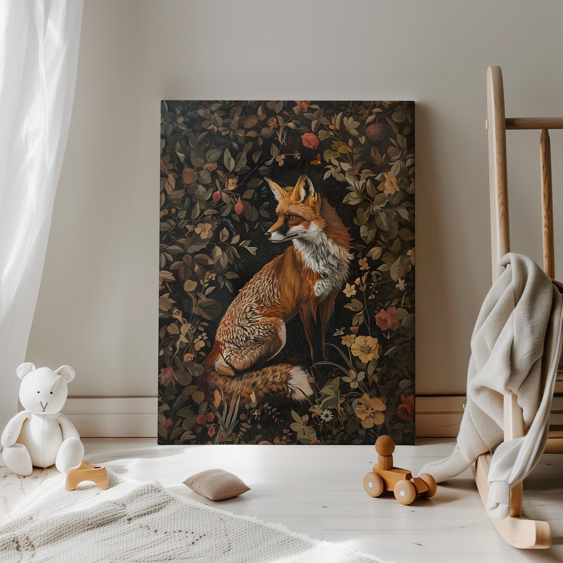 .75" Matte Canvas - Foxy Floral Fauna Fusion