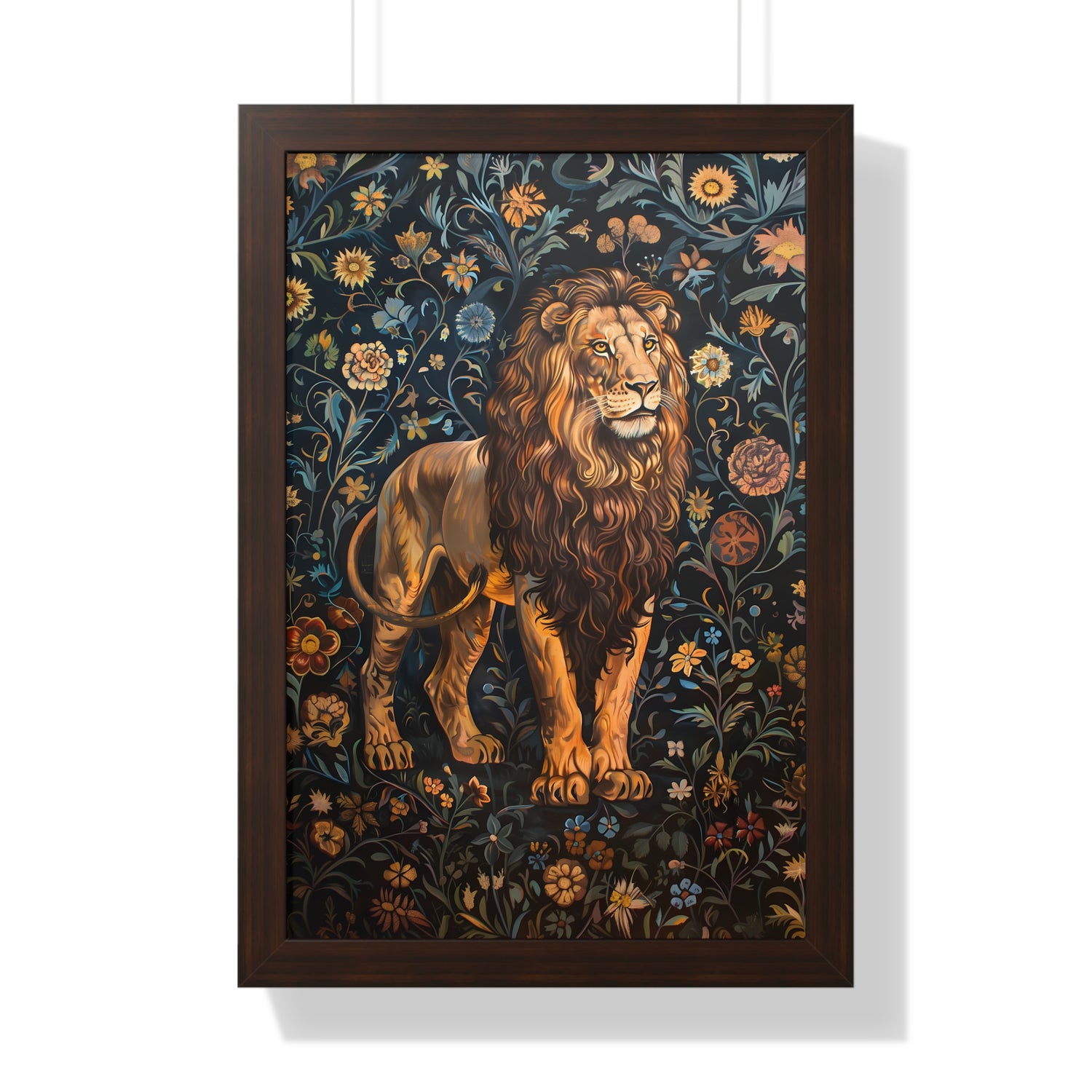 Framed Paper Print - Majestic Floral Lion