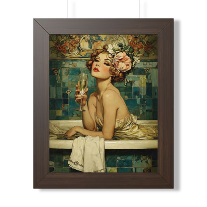 Framed Paper Print - Champagne Bathtub Coquette