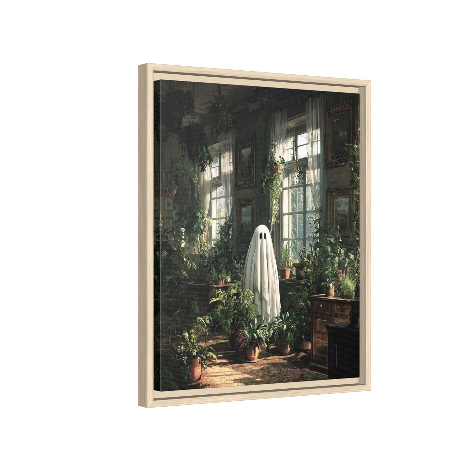 Framed Canvas - Ghost Among Houseplants