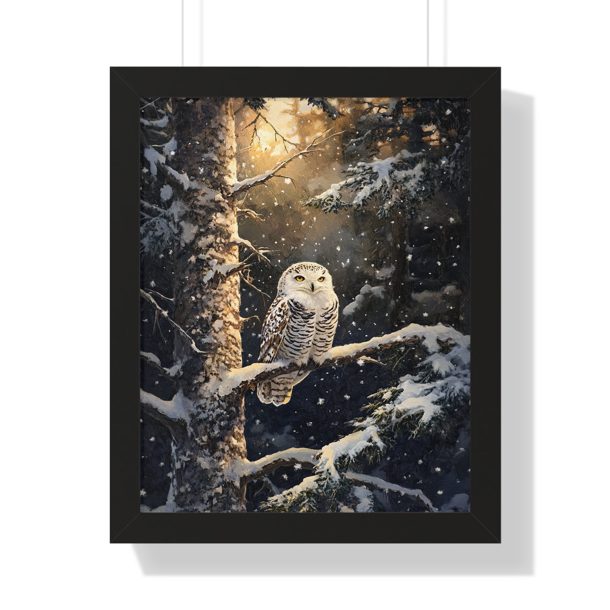 Framed Paper Print - Silent Gaze Snow Owl