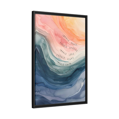 Framed Canvas - Inhale Exhale Watercolor Calm