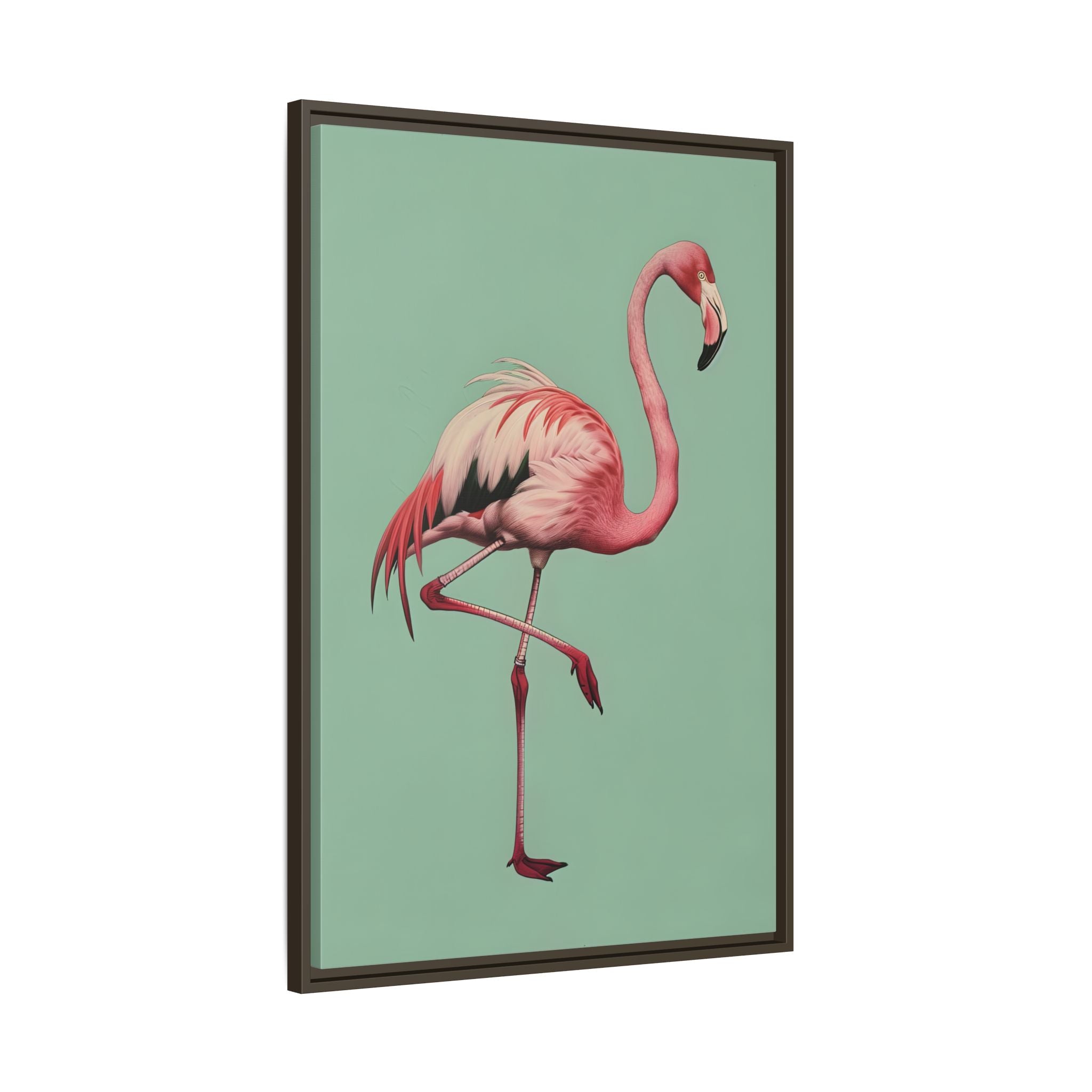 Framed Canvas - Pink Flamingo Tropical