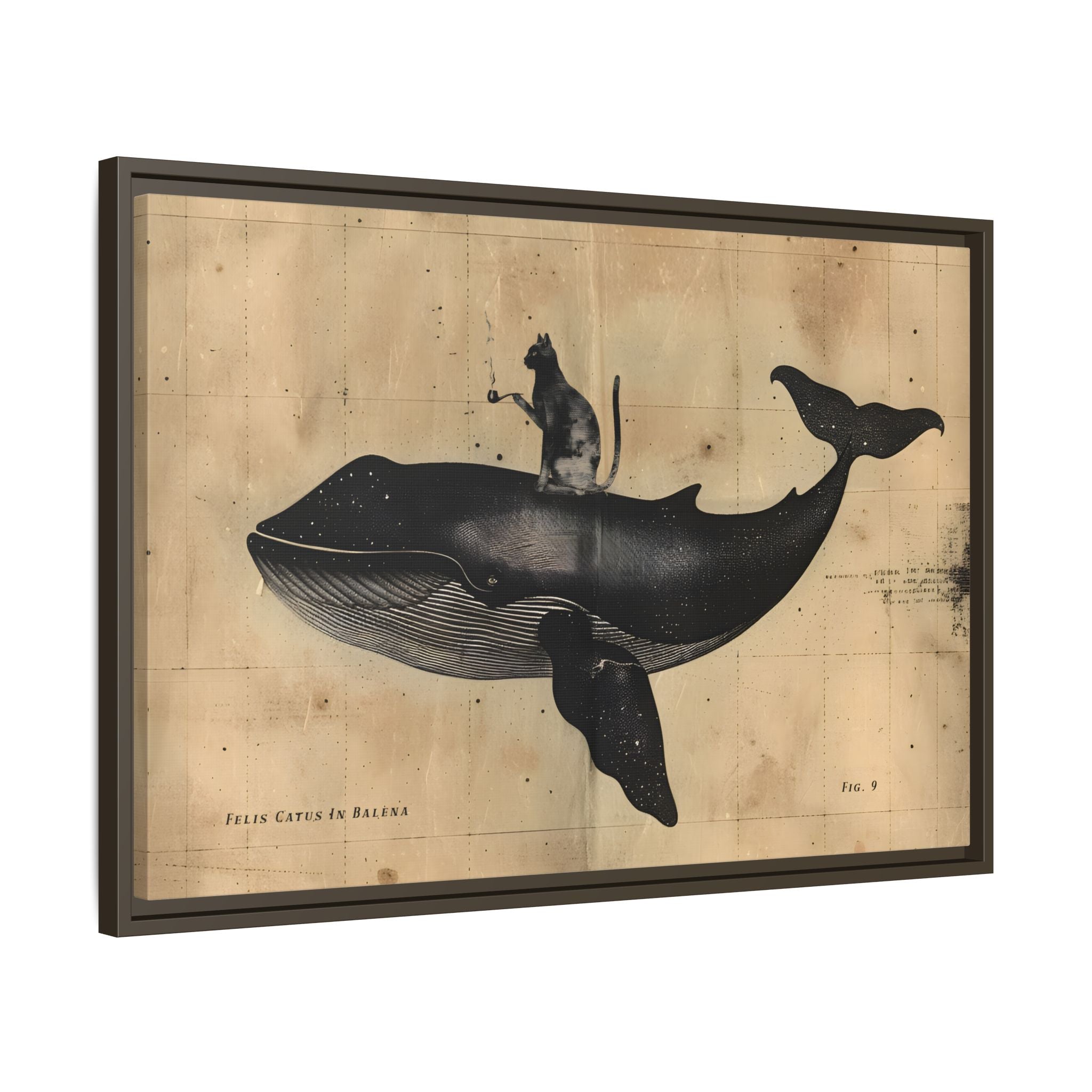 Framed Canvas - Cat Rides Whale Theory
