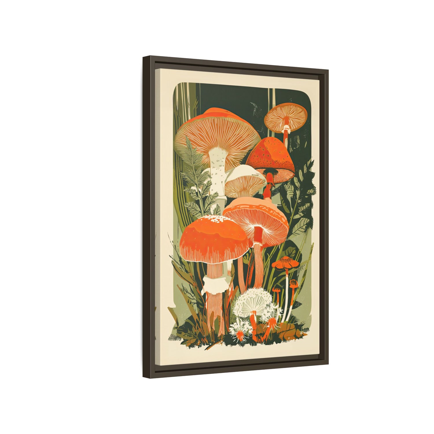Framed Canvas - Groovy Woodland Mushrooms