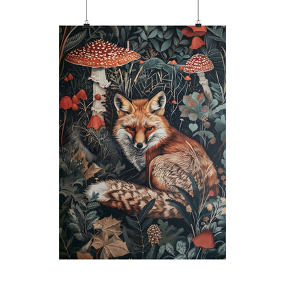 Forest Fox with Mushrooms