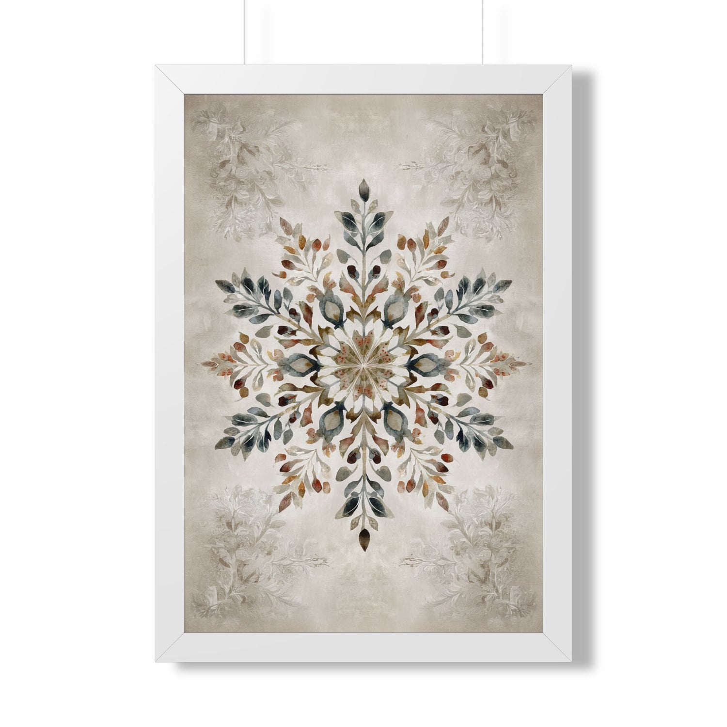 Framed Paper Print - Nordic Botanical Snowflake