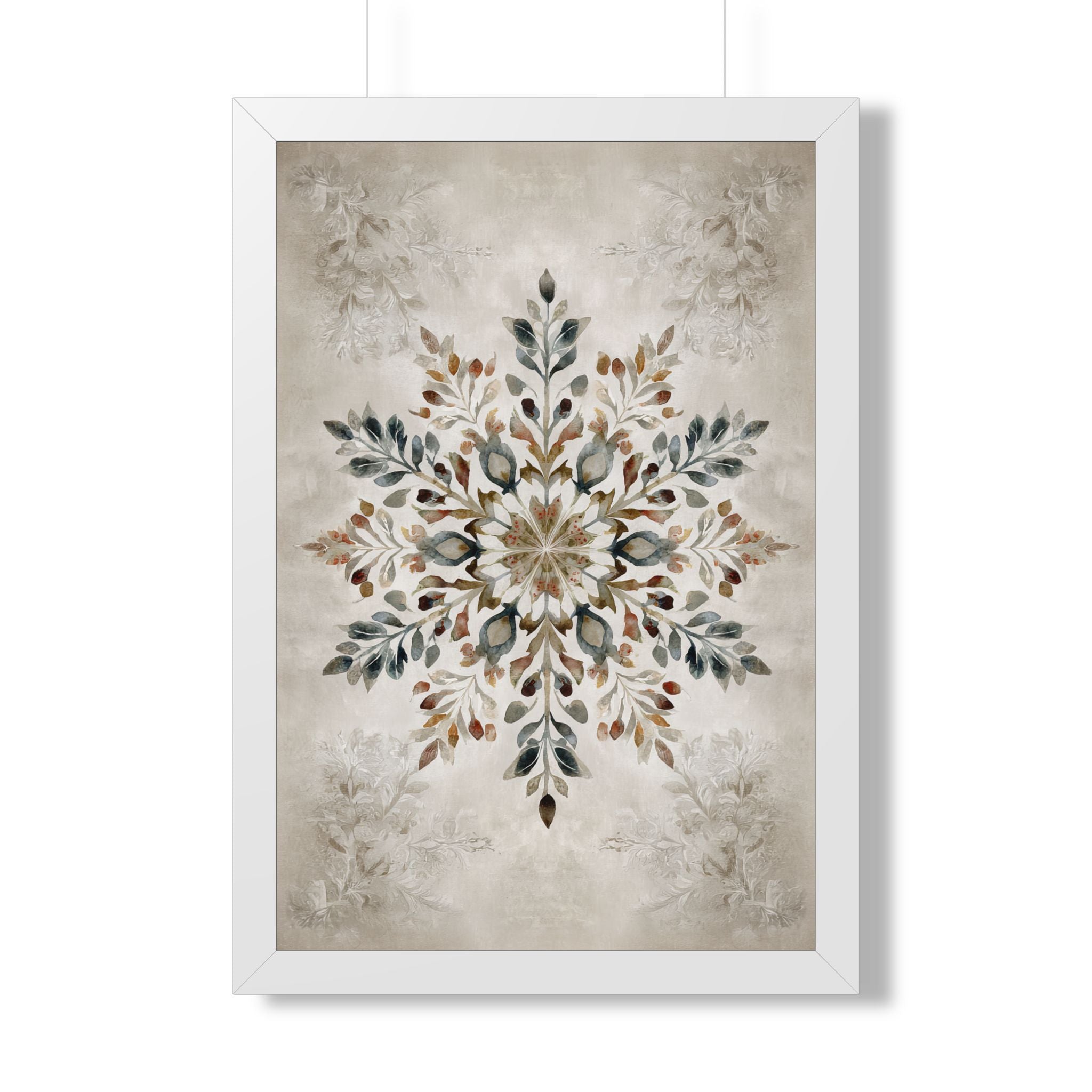 Framed Paper Print - Nordic Botanical Snowflake