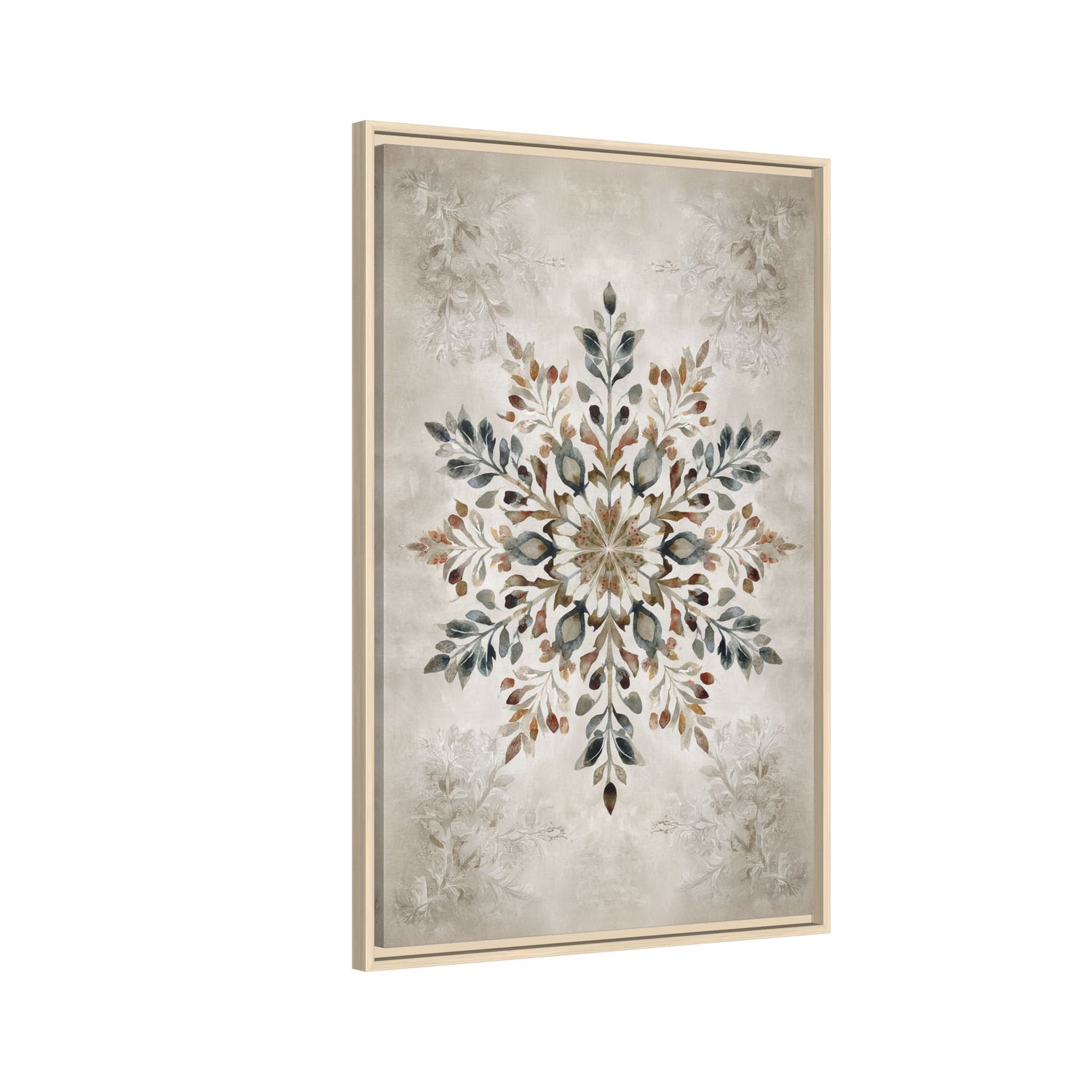 Framed Canvas - Nordic Botanical Snowflake
