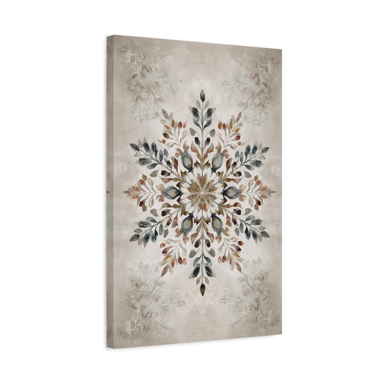 1.25" Matte Canvas - Nordic Botanical Snowflake