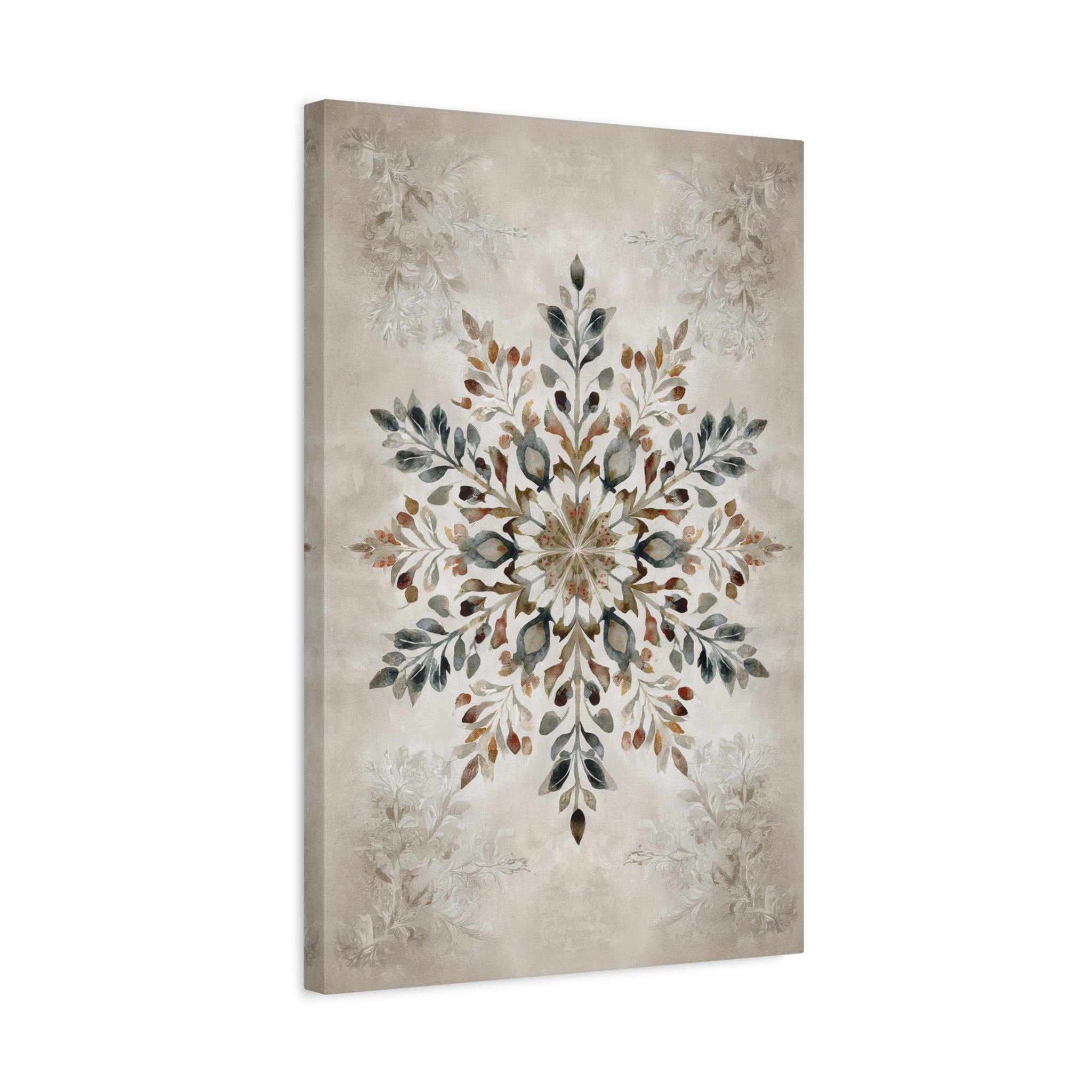 1.25" Matte Canvas - Nordic Botanical Snowflake