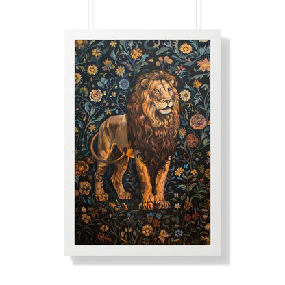 Framed Paper Print - Majestic Floral Lion