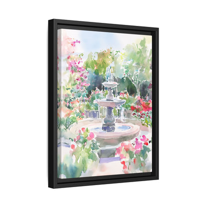 Framed Canvas - Charleston Garden Fountain View