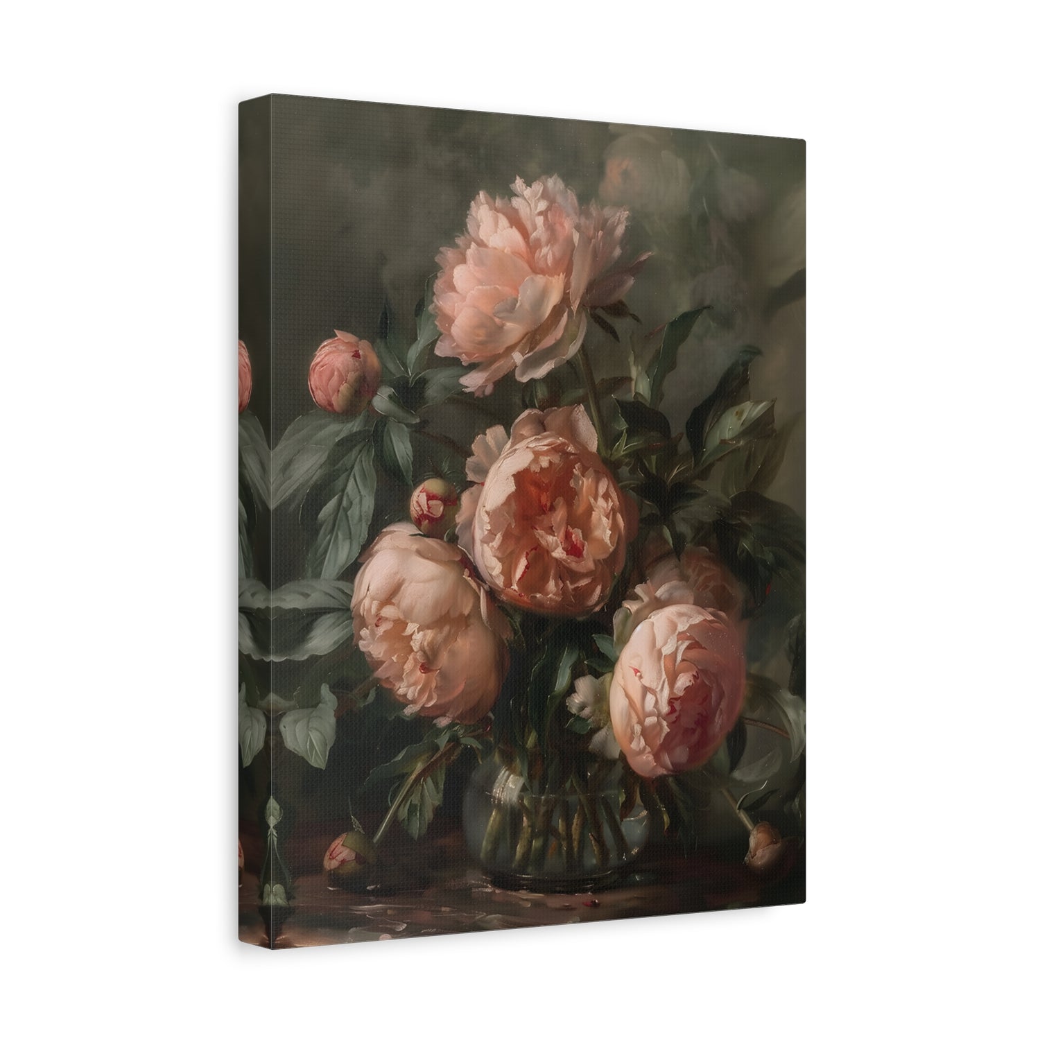1.25" Matte Canvas - Vintage Blush Peony Bouquet