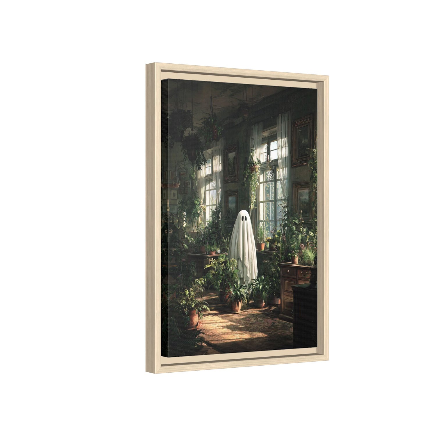 Framed Canvas - Ghost Among Houseplants