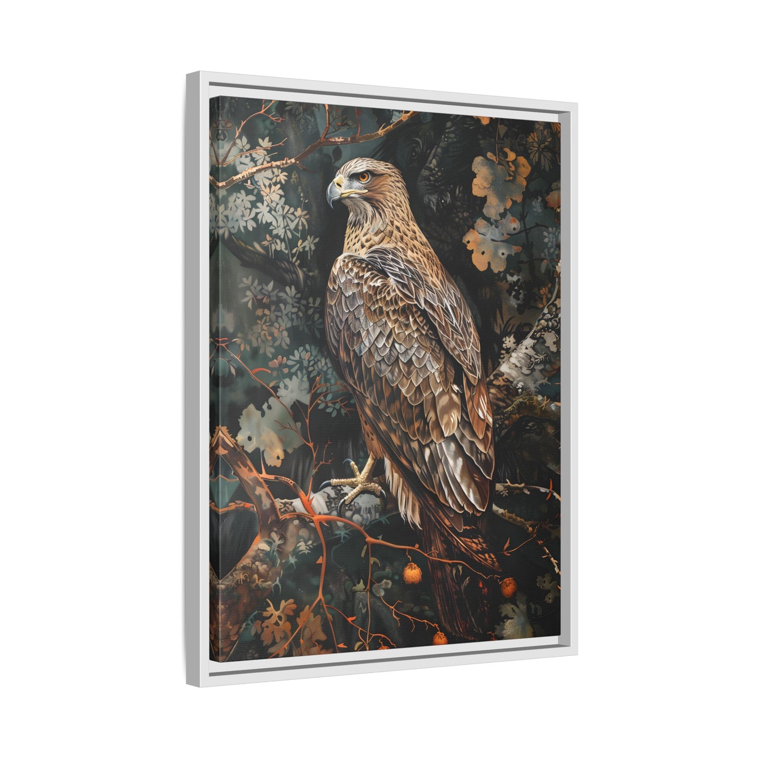 Framed Canvas - Majestic Hawk in Autumn