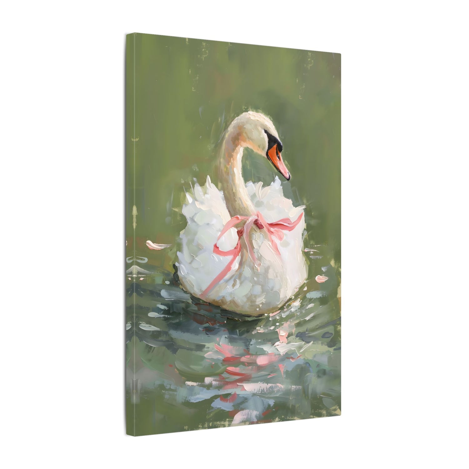 .75" Matte Canvas - Ballet Swan in Pink Bow