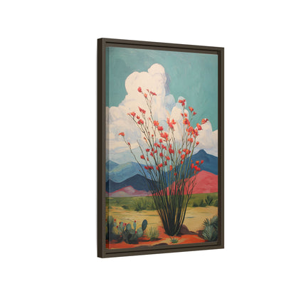 Framed Canvas - Ocotillo Cactus Desert Bloom