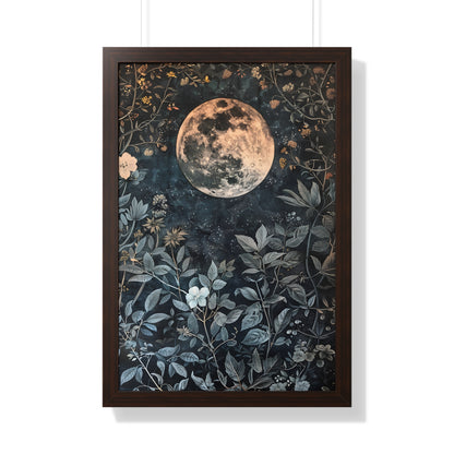 Framed Paper Print - Midnight Moonlit Garden