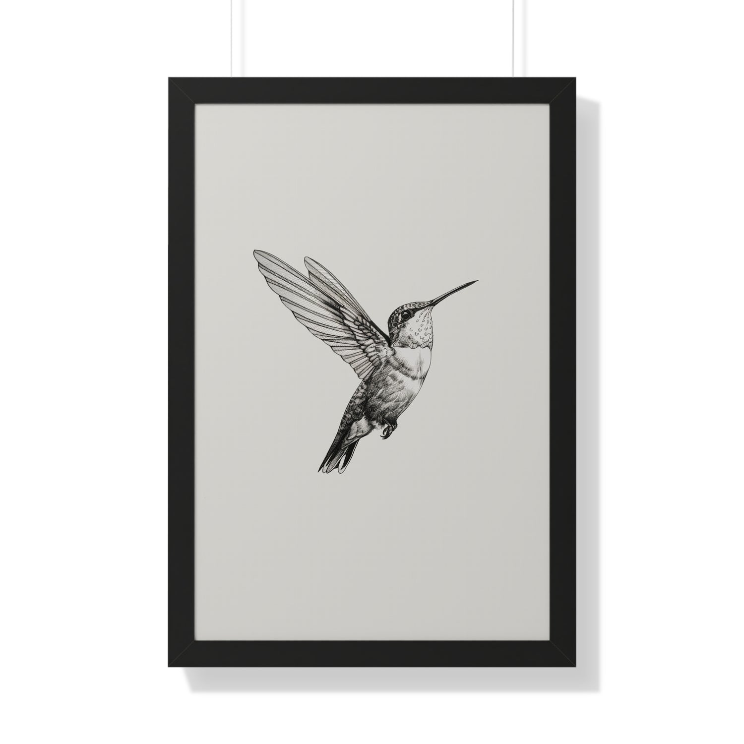 Framed Paper Print - Flying Hummingbird Line Study