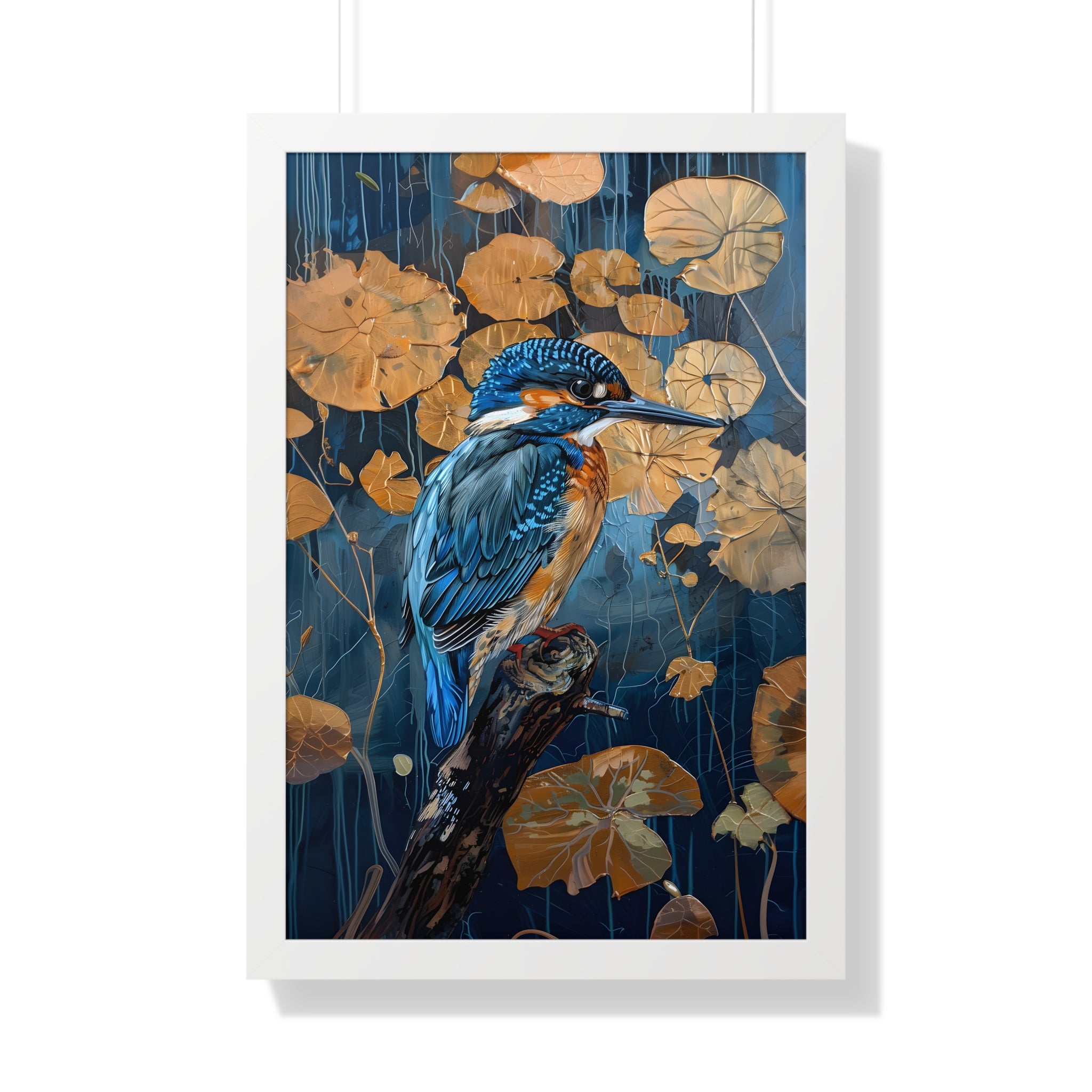 Framed Paper Print - Golden Leaves Kingfisher