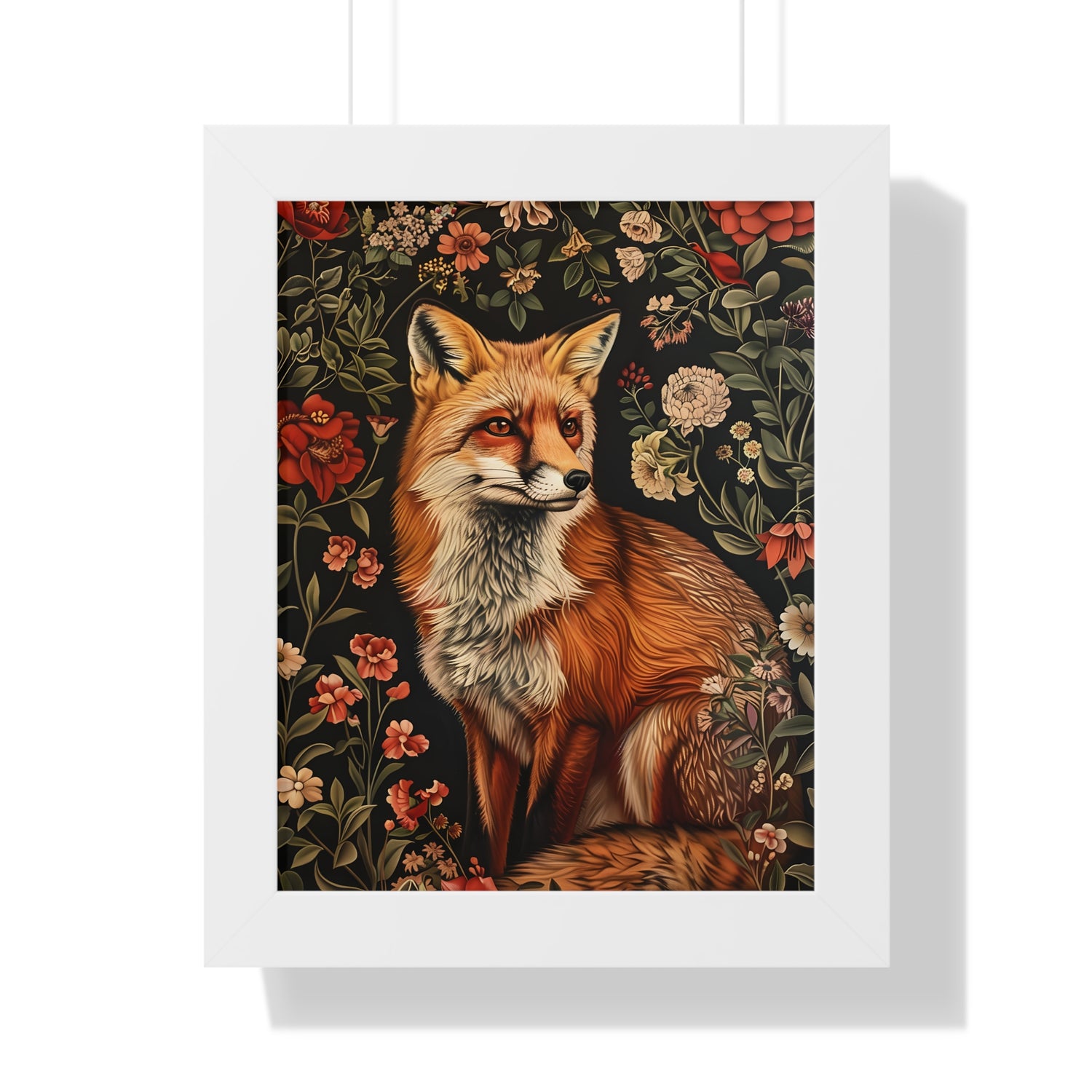 Framed Paper Print - Fox Amongst Floral Whimsy