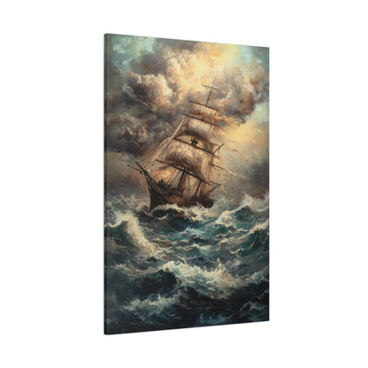 1.25" Matte Canvas - Stormy Voyage Sailing Ship