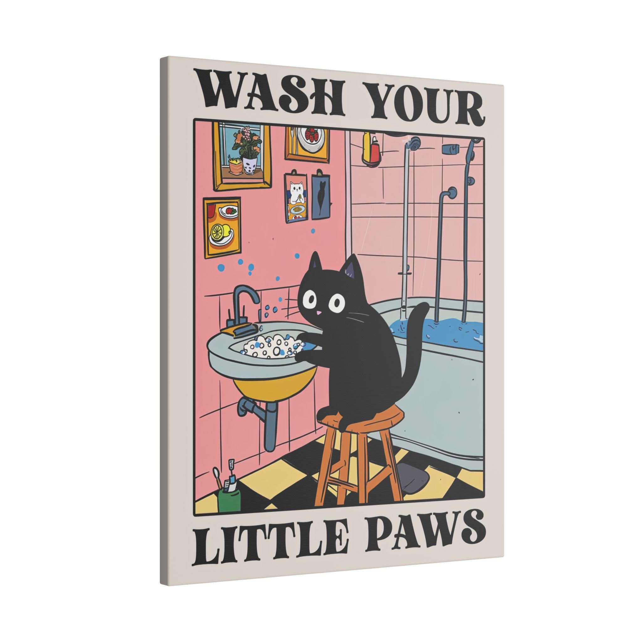 .75" Matte Canvas - Wash Your Little Paws Cat
