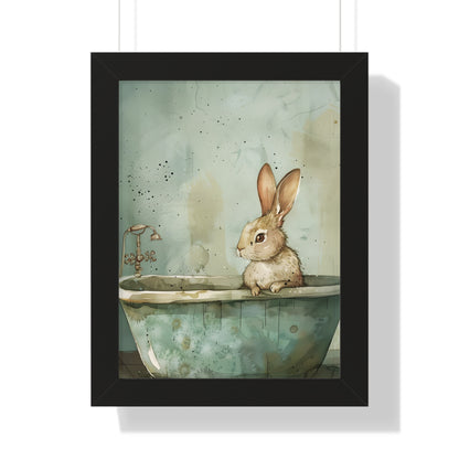 Framed Paper Print - Bunny Bath Day Whimsy